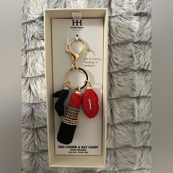 Haute Hippie Jewelry - Beaded Bag Charm with High Heels and lipstick